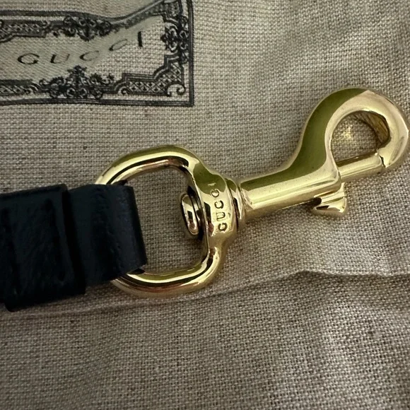Gucci, black leather dog leash ￼  Leashes & Harnesses